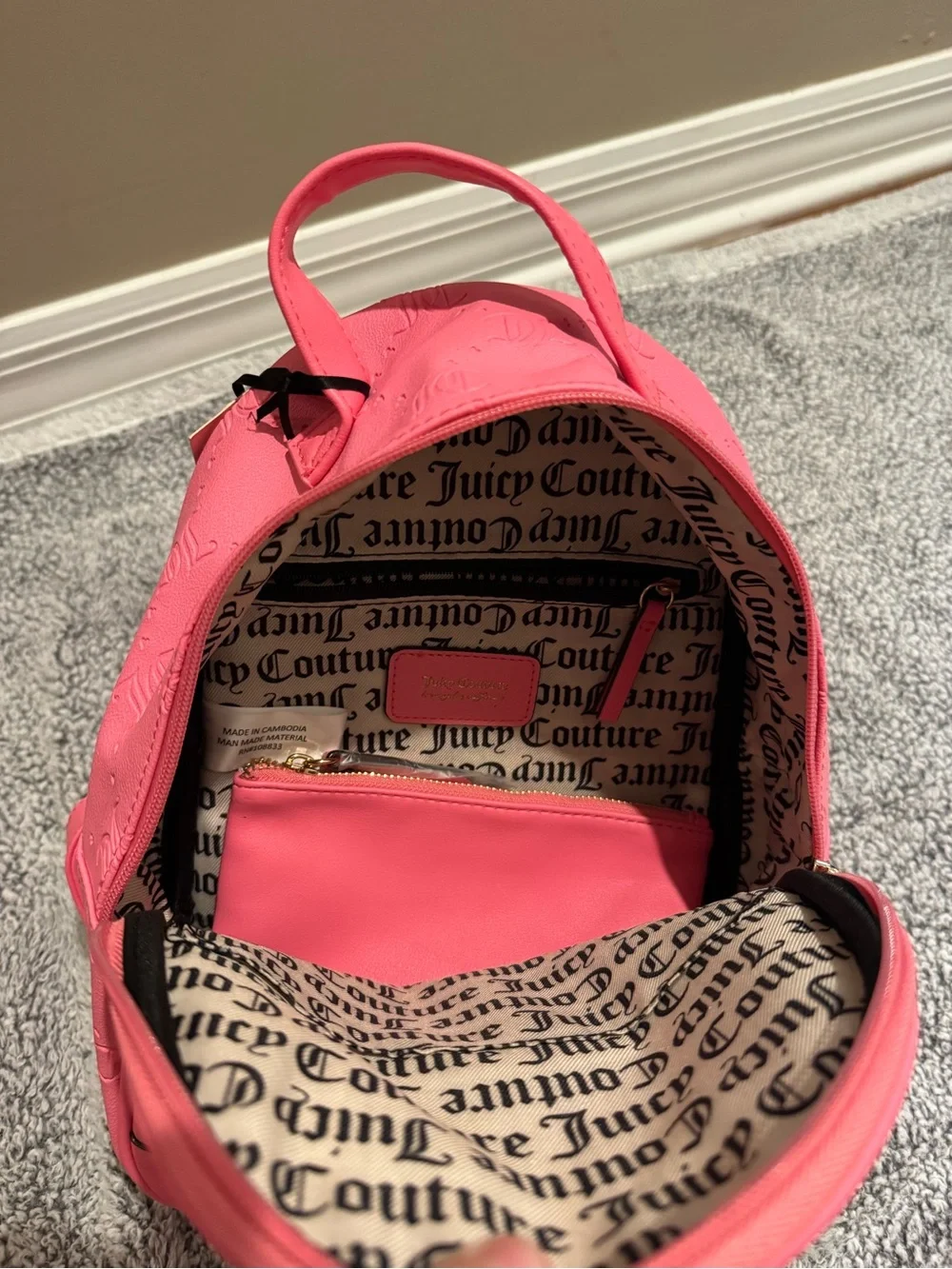 Juicy Couture Hot Pink Mini Backpack with Matching Pouch